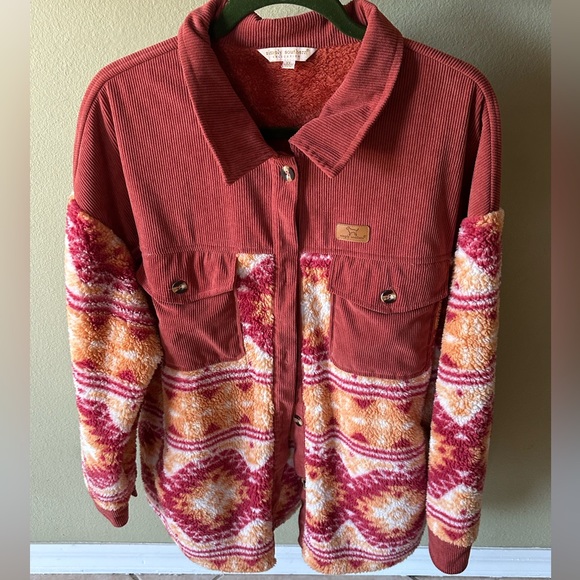 Simply Southern Red and Orange Jacket - Picture 1 of 3